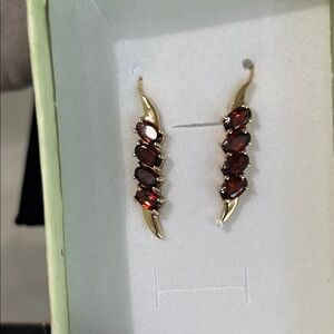 485786 14k yg Garnet thread style earrings
